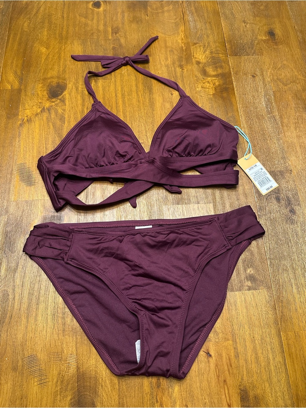 Kona Sol Women’s Halter Bikini Set in Deep Plum